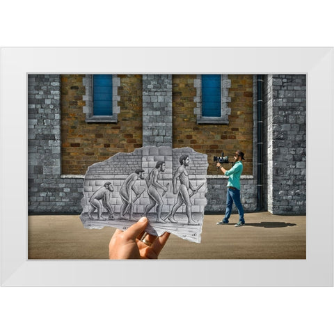 Pencil Vs Camera 55 - Evolution White Modern Wood Framed Art Print by Heine, Ben