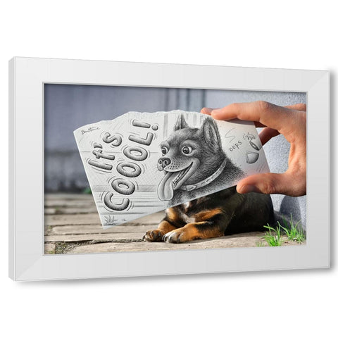 Pencil Vs Camera 65 - Cute Doggy White Modern Wood Framed Art Print by Heine, Ben