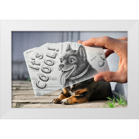 Pencil Vs Camera 65 - Cute Doggy White Modern Wood Framed Art Print by Heine, Ben
