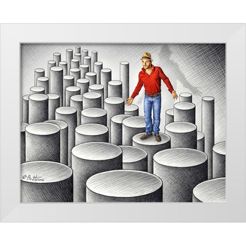 Pencil Vs Camera 75 Cylinders White Modern Wood Framed Art Print by Heine, Ben