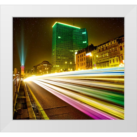Brussels By Night - NO logo White Modern Wood Framed Art Print by Heine, Ben