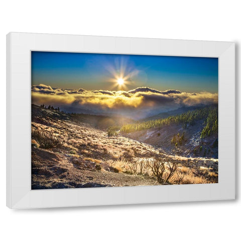 Cloudy Mountain White Modern Wood Framed Art Print by Heine, Ben
