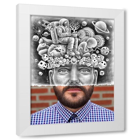 Human Big Bang - Pencil Vs Camera White Modern Wood Framed Art Print by Heine, Ben