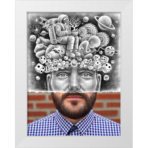 Human Big Bang - Pencil Vs Camera White Modern Wood Framed Art Print by Heine, Ben