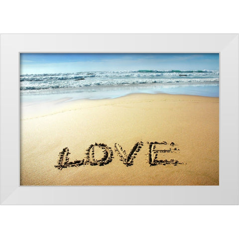Love White Modern Wood Framed Art Print by Heine, Ben