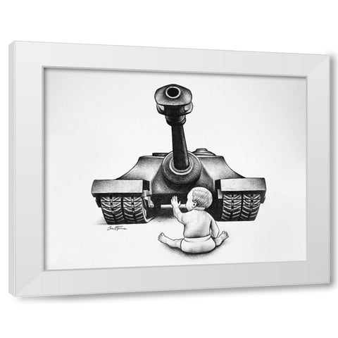 No More War White Modern Wood Framed Art Print by Heine, Ben