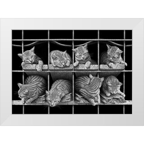 Octet White Modern Wood Framed Art Print by Heine, Ben