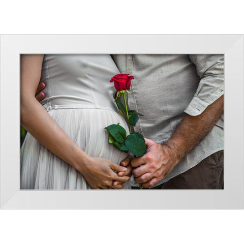 Red Love White Modern Wood Framed Art Print by Heine, Ben