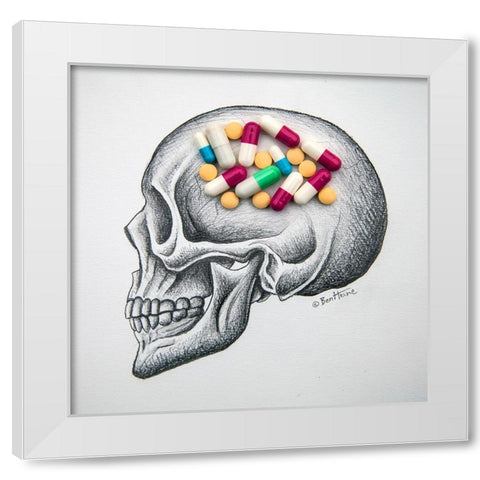 Skull Medicines White Modern Wood Framed Art Print by Heine, Ben