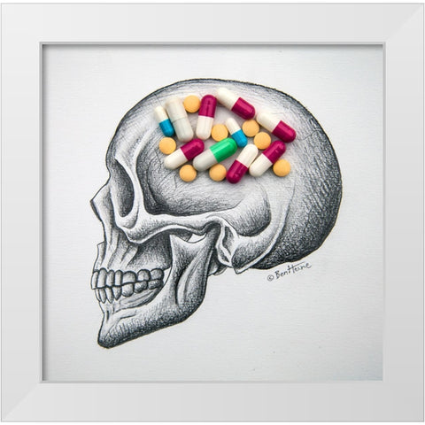 Skull Medicines White Modern Wood Framed Art Print by Heine, Ben