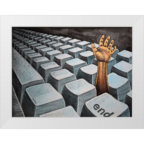 The End White Modern Wood Framed Art Print by Heine, Ben