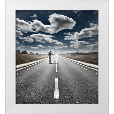 The Road Never Ends White Modern Wood Framed Art Print by Heine, Ben