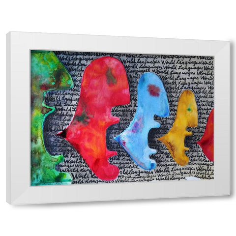 Abstract faces White Modern Wood Framed Art Print by Heine, Ben