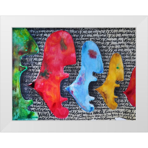 Abstract faces White Modern Wood Framed Art Print by Heine, Ben