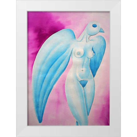 bird Watercolor White Modern Wood Framed Art Print by Heine, Ben