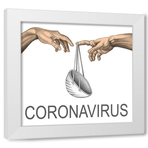 Coronavirus White Modern Wood Framed Art Print by Heine, Ben