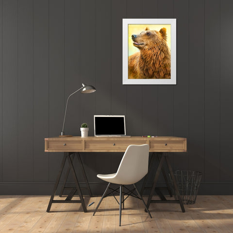 Cute Bear White Modern Wood Framed Art Print by Heine, Ben
