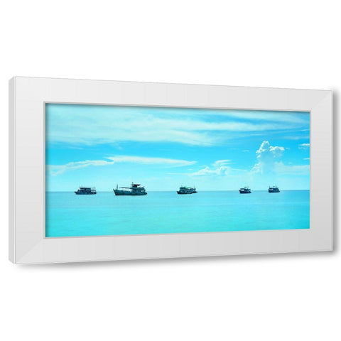 Cyan waterscape Thailand - 418 White Modern Wood Framed Art Print by Heine, Ben