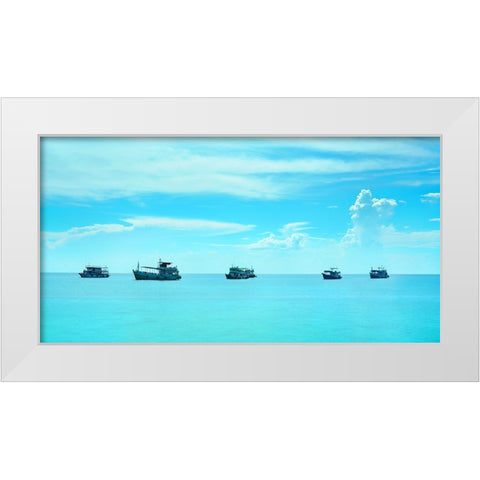 Cyan waterscape Thailand - 418 White Modern Wood Framed Art Print by Heine, Ben