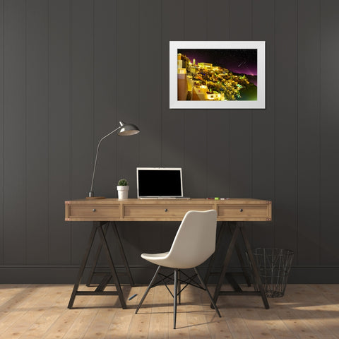 Fira By Night White Modern Wood Framed Art Print by Heine, Ben