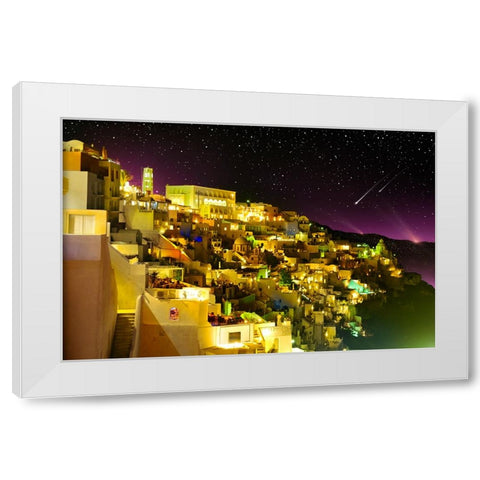 Fira By Night White Modern Wood Framed Art Print by Heine, Ben