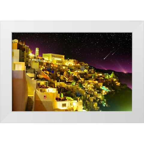 Fira By Night White Modern Wood Framed Art Print by Heine, Ben