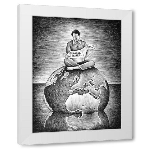Global Crisis White Modern Wood Framed Art Print by Heine, Ben
