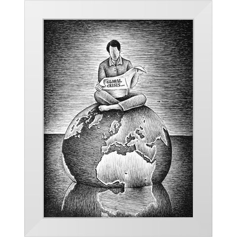 Global Crisis White Modern Wood Framed Art Print by Heine, Ben