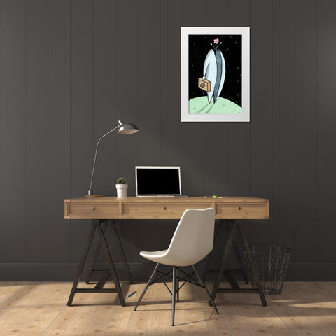 Mr Peace White Modern Wood Framed Art Print by Heine, Ben