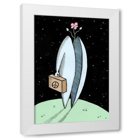 Mr Peace White Modern Wood Framed Art Print by Heine, Ben