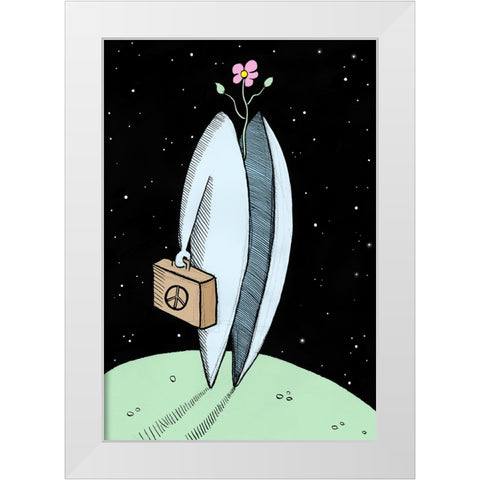 Mr Peace White Modern Wood Framed Art Print by Heine, Ben