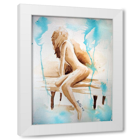Watercolor Study - woman White Modern Wood Framed Art Print by Heine, Ben