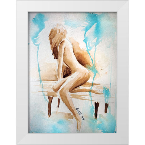 Watercolor Study - woman White Modern Wood Framed Art Print by Heine, Ben
