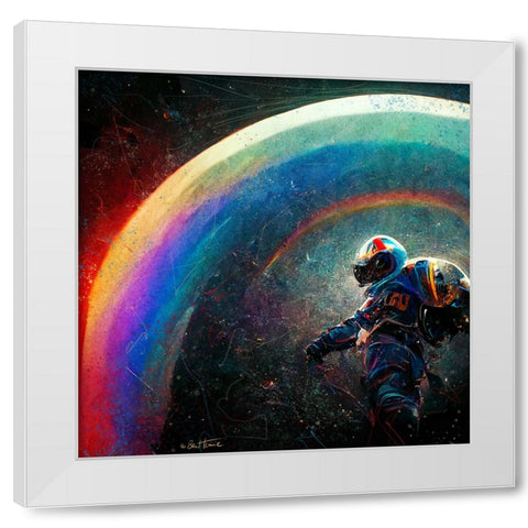 Astro Cruise 5 - I Will Be Waiting For You On The Other Side White Modern Wood Framed Art Print by Heine, Ben