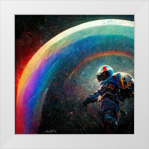 Astro Cruise 5 - I Will Be Waiting For You On The Other Side White Modern Wood Framed Art Print by Heine, Ben