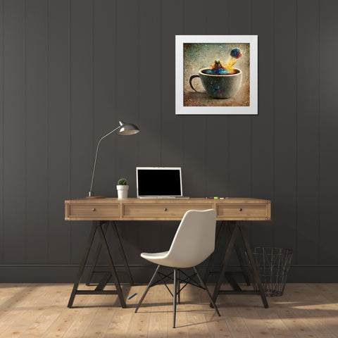 Astro Cruise 19 - A Cup of Coffee White Modern Wood Framed Art Print by Heine, Ben