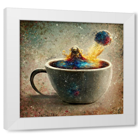 Astro Cruise 19 - A Cup of Coffee White Modern Wood Framed Art Print by Heine, Ben