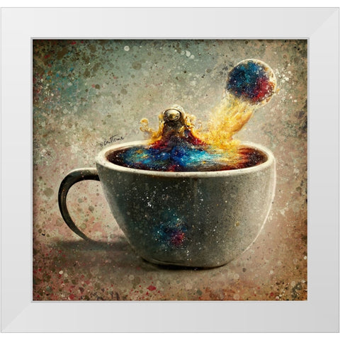 Astro Cruise 19 - A Cup of Coffee White Modern Wood Framed Art Print by Heine, Ben