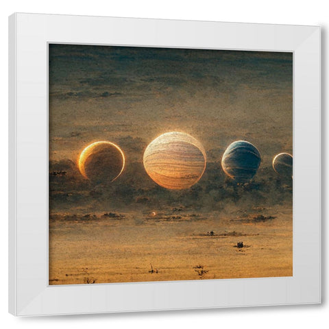 Astro Cruise 23 - Planets White Modern Wood Framed Art Print by Heine, Ben