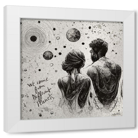 Astro Cruise 25 - We Come From Different Planets White Modern Wood Framed Art Print by Heine, Ben