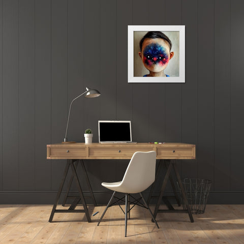 Astro Cruise 26 - Galaxy Face White Modern Wood Framed Art Print by Heine, Ben