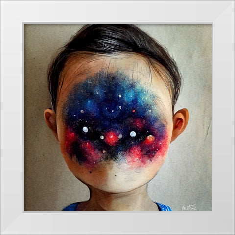 Astro Cruise 26 - Galaxy Face White Modern Wood Framed Art Print by Heine, Ben