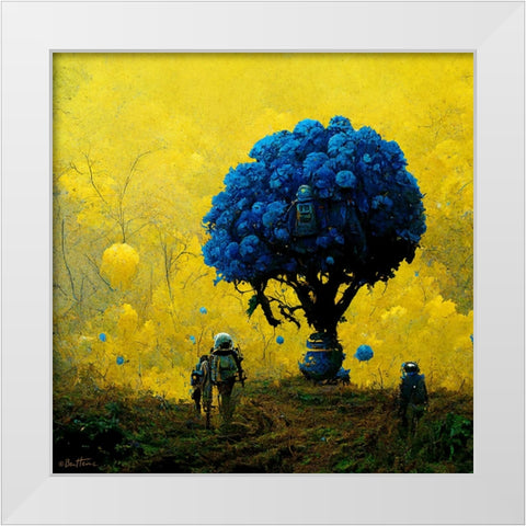 Astro Cruise 35 - The Blue Tree White Modern Wood Framed Art Print by Heine, Ben