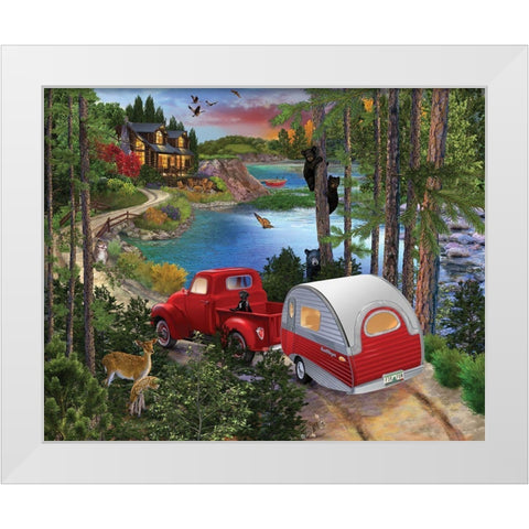 Bear Right White Modern Wood Framed Art Print by Bigelow Illustrations- Exclusive