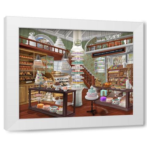 Best Bakery White Modern Wood Framed Art Print by Bigelow Illustrations- Exclusive