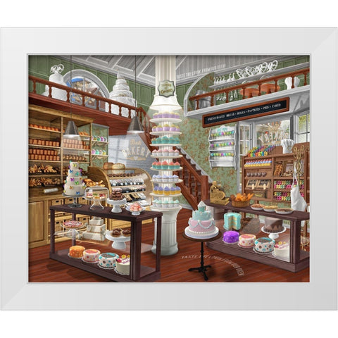 Best Bakery White Modern Wood Framed Art Print by Bigelow Illustrations- Exclusive