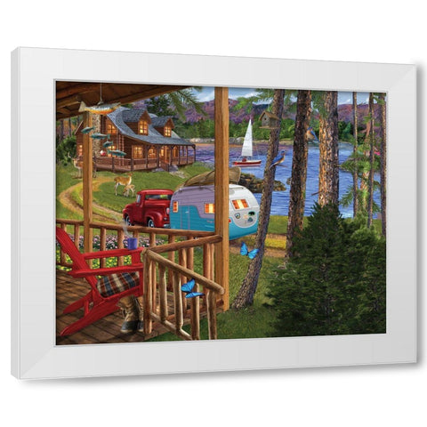 Porch Life 2 White Modern Wood Framed Art Print by Bigelow Illustrations- Exclusive