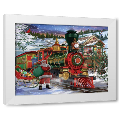 Santa Express White Modern Wood Framed Art Print by Bigelow Illustrations- Exclusive