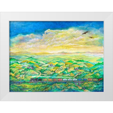 Cross Country White Modern Wood Framed Art Print by Bell, Bill