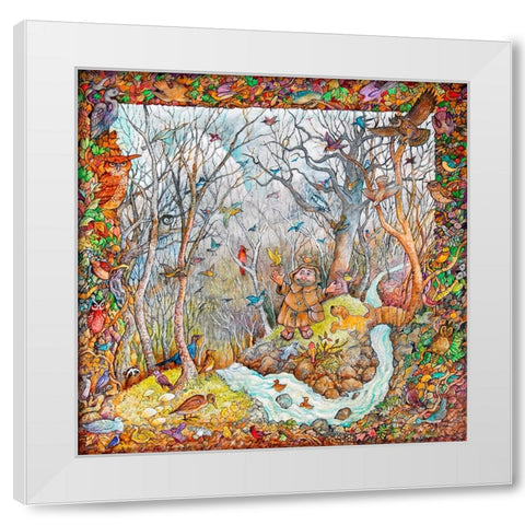 Francis and Friends White Modern Wood Framed Art Print by Bell, Bill